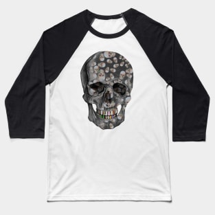 Happy Skull Pattern (black) Baseball T-Shirt